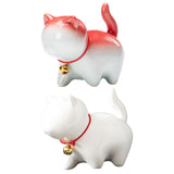 Maxbell Cute Kitten Figurines Miniature Tea Table Ornament Small Cat Statue Artwork White Red