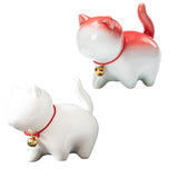 Maxbell Cute Kitten Figurines Miniature Tea Table Ornament Small Cat Statue Artwork White Red
