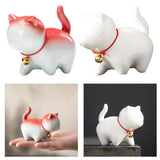 Maxbell Cute Kitten Figurines Miniature Tea Table Ornament Small Cat Statue Artwork White Red