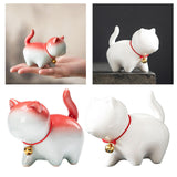 Maxbell Cute Kitten Figurines Miniature Tea Table Ornament Small Cat Statue Artwork White Red