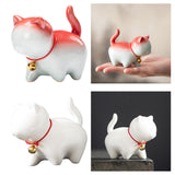 Maxbell Cute Kitten Figurines Miniature Tea Table Ornament Small Cat Statue Artwork White Red