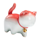 Maxbell Cute Kitten Figurines Miniature Tea Table Ornament Small Cat Statue Artwork White Red