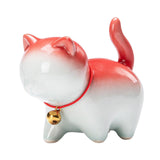 Maxbell Cute Kitten Figurines Miniature Tea Table Ornament Small Cat Statue Artwork White Red