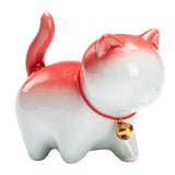 Maxbell Cute Kitten Figurines Miniature Tea Table Ornament Small Cat Statue Artwork White Red