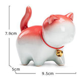 Maxbell Cute Kitten Figurines Miniature Tea Table Ornament Small Cat Statue Artwork White Red