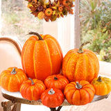Maxbell 8Pcs Artificial Pumpkins Autumn for Halloween Table Centerpiece Decoration Yellow