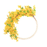 Maxbell Artificial Flower Wreath Floral Wreaths Wood Beads Hoop for Wedding Decor