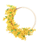 Maxbell Artificial Flower Wreath Floral Wreaths Wood Beads Hoop for Wedding Decor