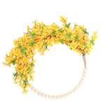 Maxbell Artificial Flower Wreath Floral Wreaths Wood Beads Hoop for Wedding Decor