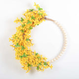Maxbell Artificial Flower Wreath Floral Wreaths Wood Beads Hoop for Wedding Decor