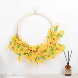 Maxbell Artificial Flower Wreath Floral Wreaths Wood Beads Hoop for Wedding Decor