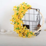 Maxbell Artificial Flower Wreath Floral Wreaths Wood Beads Hoop for Wedding Decor