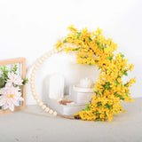 Maxbell Artificial Flower Wreath Floral Wreaths Wood Beads Hoop for Wedding Decor