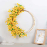 Maxbell Artificial Flower Wreath Floral Wreaths Wood Beads Hoop for Wedding Decor