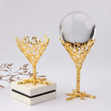 Maxbell Crystal Ball Display Stand Sphere Rack Ornament for Table Photo Props Home Gold 15cm H