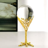 Maxbell Crystal Ball Display Stand Sphere Rack Ornament for Table Photo Props Home Gold 15cm H