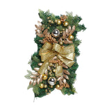 Maxbell Artificial Christmas Stair Swag Wreath Decoration Door Gift Bow Indoor Golden