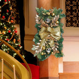Maxbell Artificial Christmas Stair Swag Wreath Decoration Door Gift Bow Indoor Golden