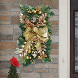 Maxbell Artificial Christmas Stair Swag Wreath Decoration Door Gift Bow Indoor Golden