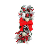 Maxbell Christmas Stair Swag Red Bow Berries Balls Garland for Door Decor Ornaments