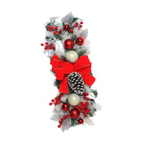 Maxbell Christmas Stair Swag Red Bow Berries Balls Garland for Door Decor Ornaments