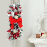 Maxbell Christmas Stair Swag Red Bow Berries Balls Garland for Door Decor Ornaments