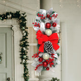 Maxbell Christmas Stair Swag Red Bow Berries Balls Garland for Door Decor Ornaments