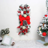 Maxbell Christmas Stair Swag Red Bow Berries Balls Garland for Door Decor Ornaments