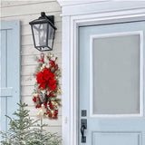 Maxbell Christmas Stair Swag Red Bow Berries Balls Garland for Door Decor Ornaments