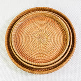 Maxbell Round Rattan Serving Storage Platter Organizer for Breakfast Parties 22cmx3cm