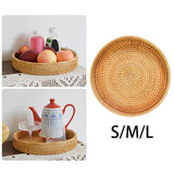 Maxbell Round Rattan Serving Storage Platter Organizer for Breakfast Parties 22cmx3cm