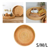 Maxbell Round Rattan Serving Storage Platter Organizer for Breakfast Parties 22cmx3cm