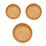 Maxbell Round Rattan Serving Storage Platter Organizer for Breakfast Parties 22cmx3cm