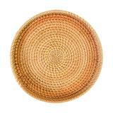Maxbell Round Rattan Serving Storage Platter Organizer for Breakfast Parties 22cmx3cm