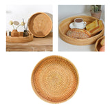 Maxbell Round Rattan Serving Storage Platter Organizer for Breakfast Parties 22cmx3cm
