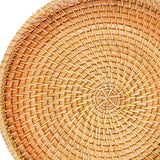 Maxbell Round Rattan Serving Storage Platter Organizer for Breakfast Parties 22cmx3cm