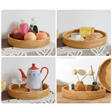 Maxbell Round Rattan Serving Storage Platter Organizer for Breakfast Parties 28cmx3cm