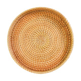 Maxbell Round Rattan Serving Storage Platter Organizer for Breakfast Parties 28cmx3cm