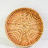 Maxbell Round Rattan Serving Storage Platter Organizer for Breakfast Parties 28cmx3cm
