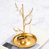 Maxbell Metal Jewelry Display Tower Stand Earrings Tray Trinket Holder for Tabletop Gold