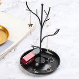 Maxbell Metal Jewelry Display Tower Stand Earrings Tray Trinket Holder for Tabletop Black