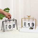 Maxbell Desk Calendar, Flip Calendar Perpetual Desktop Calendar for Farmhouse Office Gold