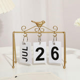 Maxbell Desk Calendar, Flip Calendar Perpetual Desktop Calendar for Farmhouse Office Gold
