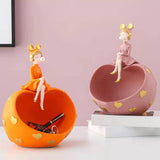 Maxbell Girl Resin Statues Figurine Sculptures Cabinet Holder Entrance Storage Box Green
