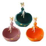 Maxbell Girl Resin Statues Figurine Sculptures Cabinet Holder Entrance Storage Box Green