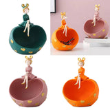 Maxbell Girl Resin Statues Figurine Sculptures Cabinet Holder Entrance Storage Box Green