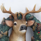 Maxbell Resin Christmas Elk Wreath Wall Statues Figurines Craft, for Living Room
