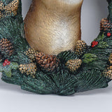 Maxbell Resin Christmas Elk Wreath Wall Statues Figurines Craft, for Living Room