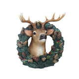 Maxbell Resin Christmas Elk Wreath Wall Statues Figurines Craft, for Living Room