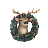 Maxbell Resin Christmas Elk Wreath Wall Statues Figurines Craft, for Living Room